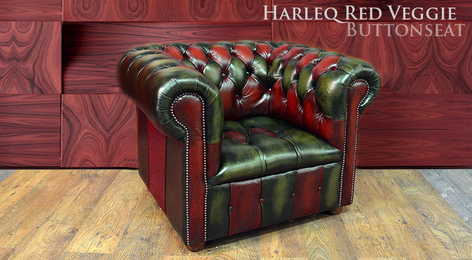 chesterfield patchwork chair button seat green red leather leather