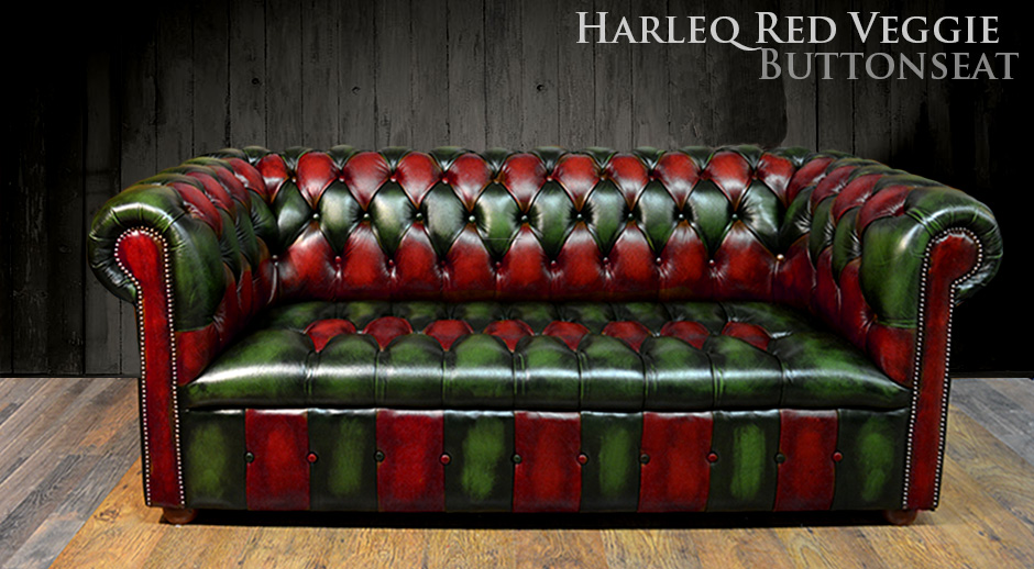 chesterfield patchwork sofa red green leather