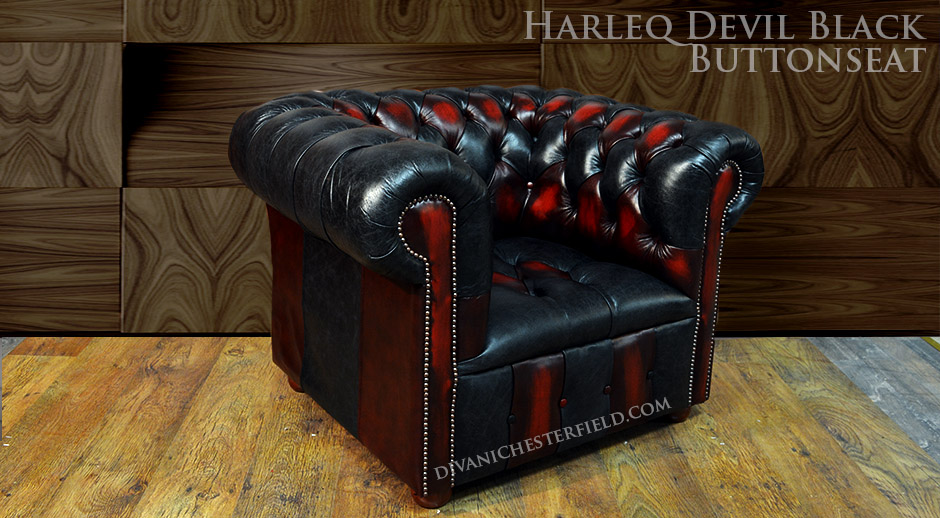Chesterfield chair black red patchwork