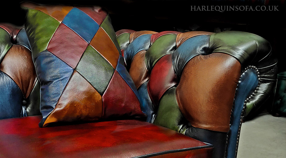 multicoloured patchwork chesterfield sofa leather