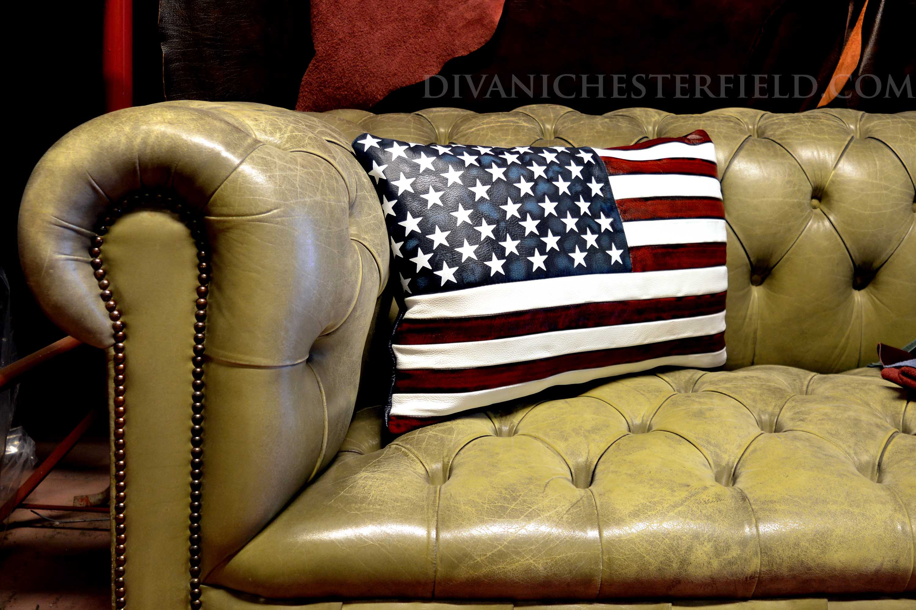 usa flag pillow leather