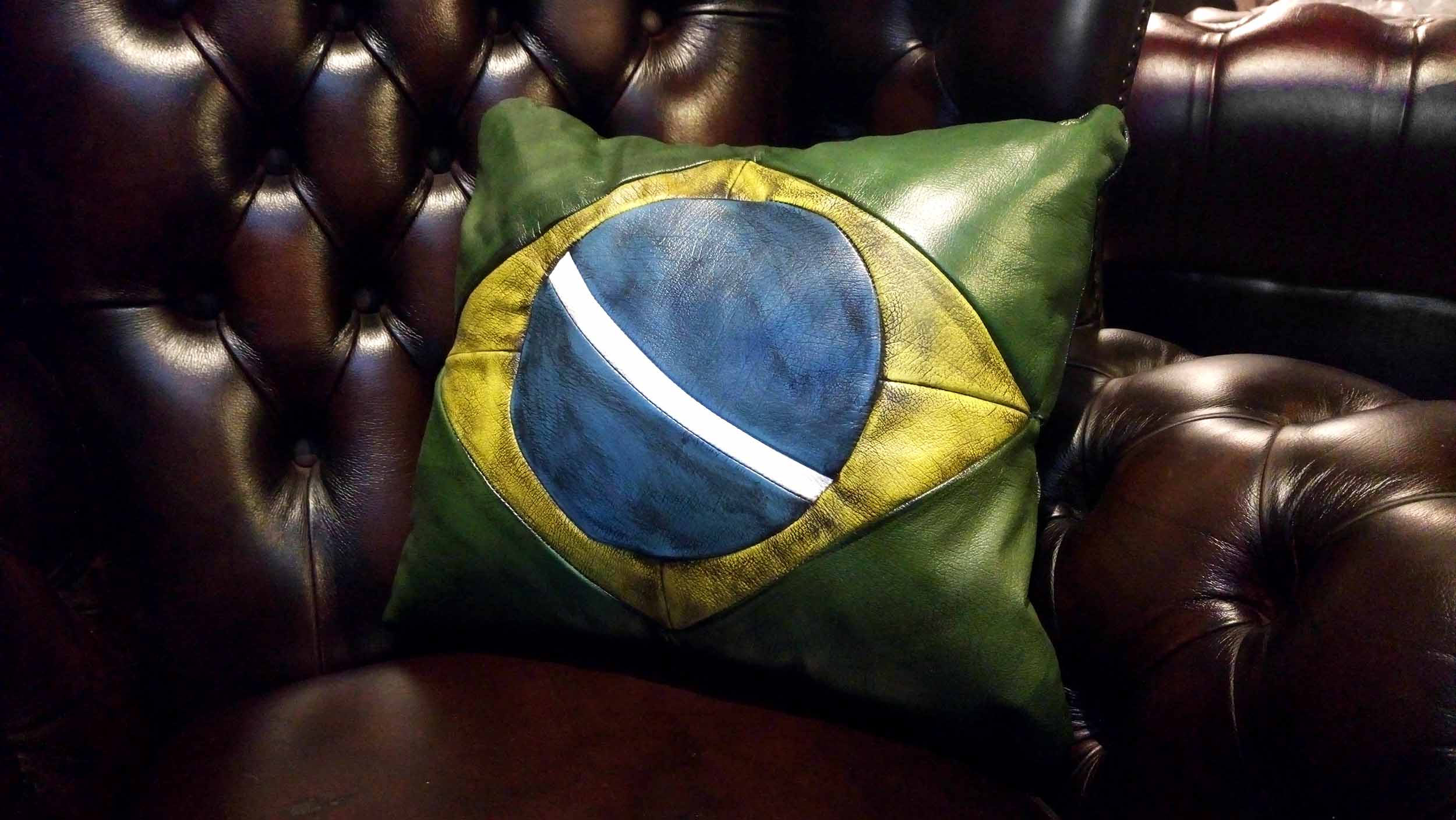brazil flag cushion leather