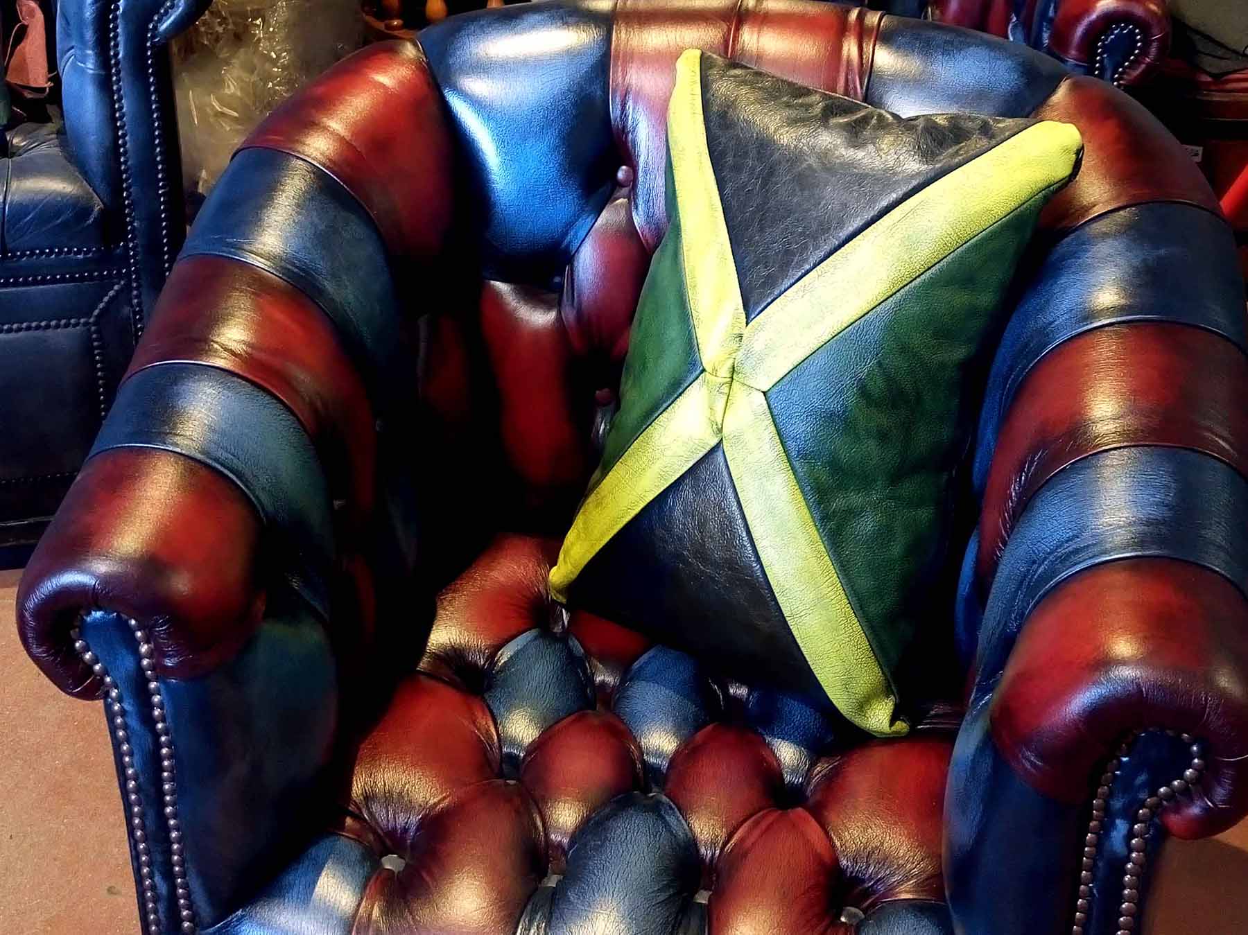 jamaica flag cushion leather