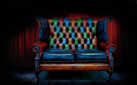 Multi coloured leather shop chesterfield sofa