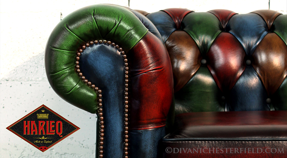 multicoloured patchwork chesterfield sofa leather