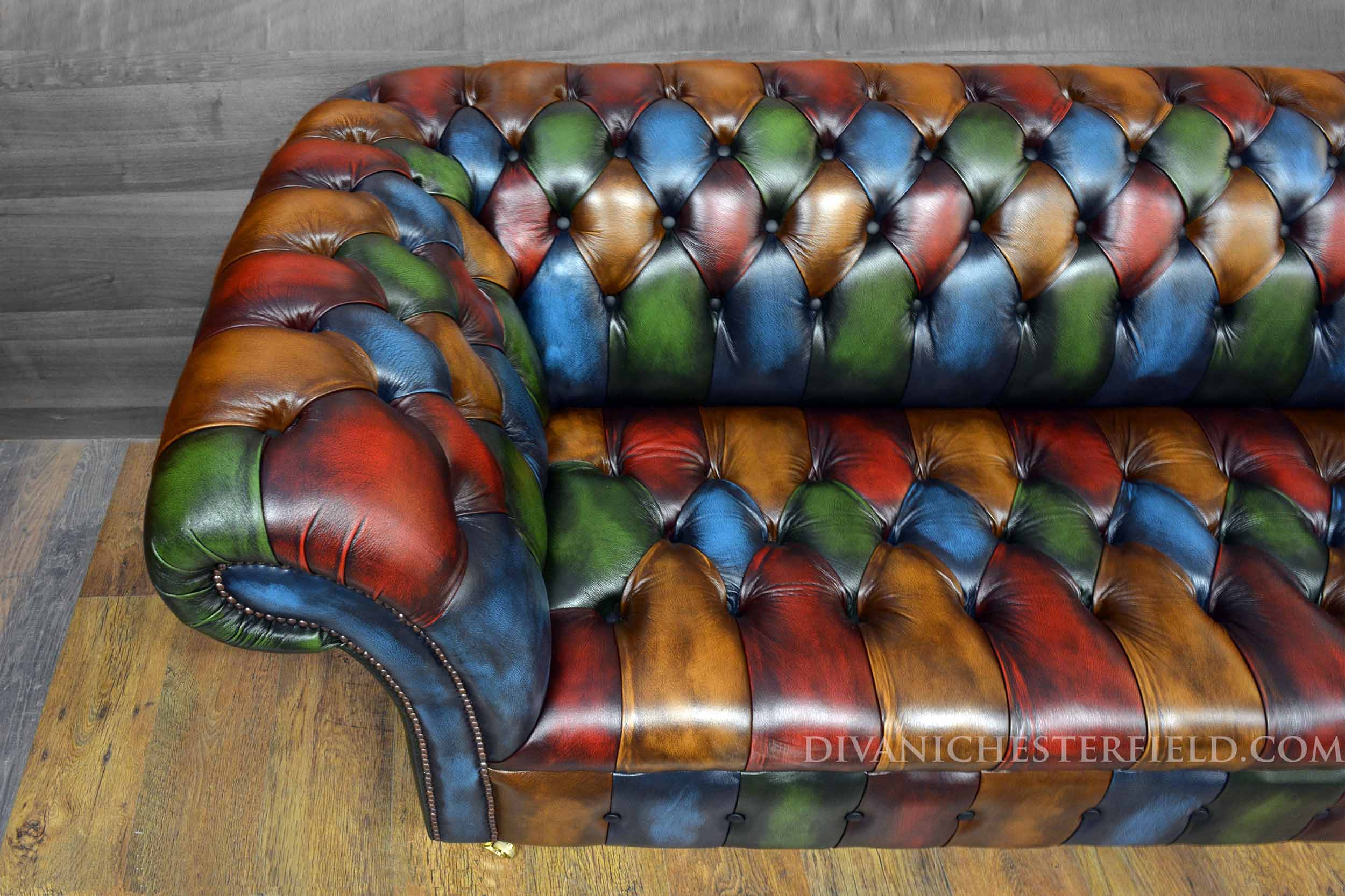 multicoloured Chesterfield patchwork leather sofa