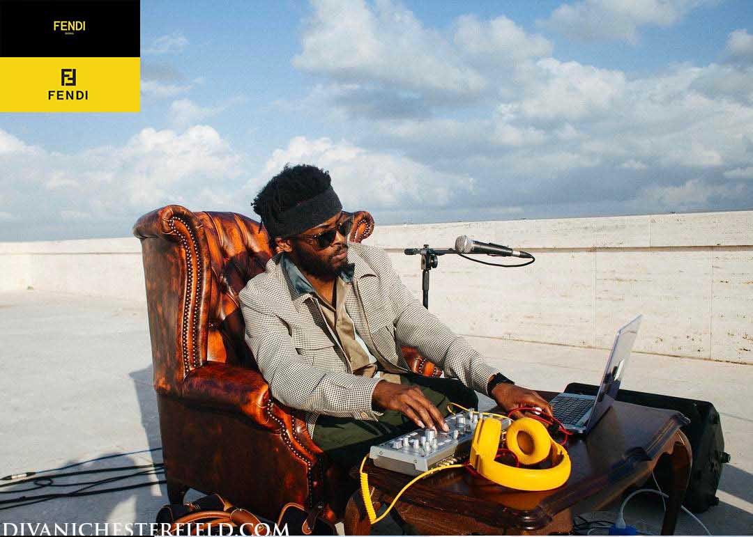 harleq orange chesterfield chair fendi