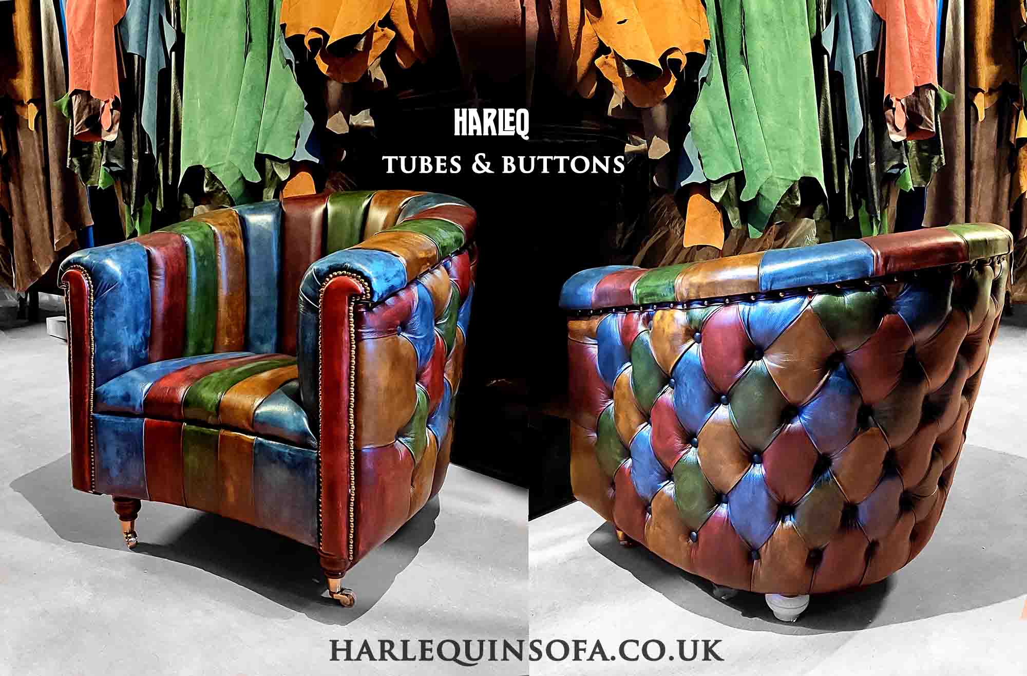 multi coloured modern chesterfield leather chair buttons vintage harlequin