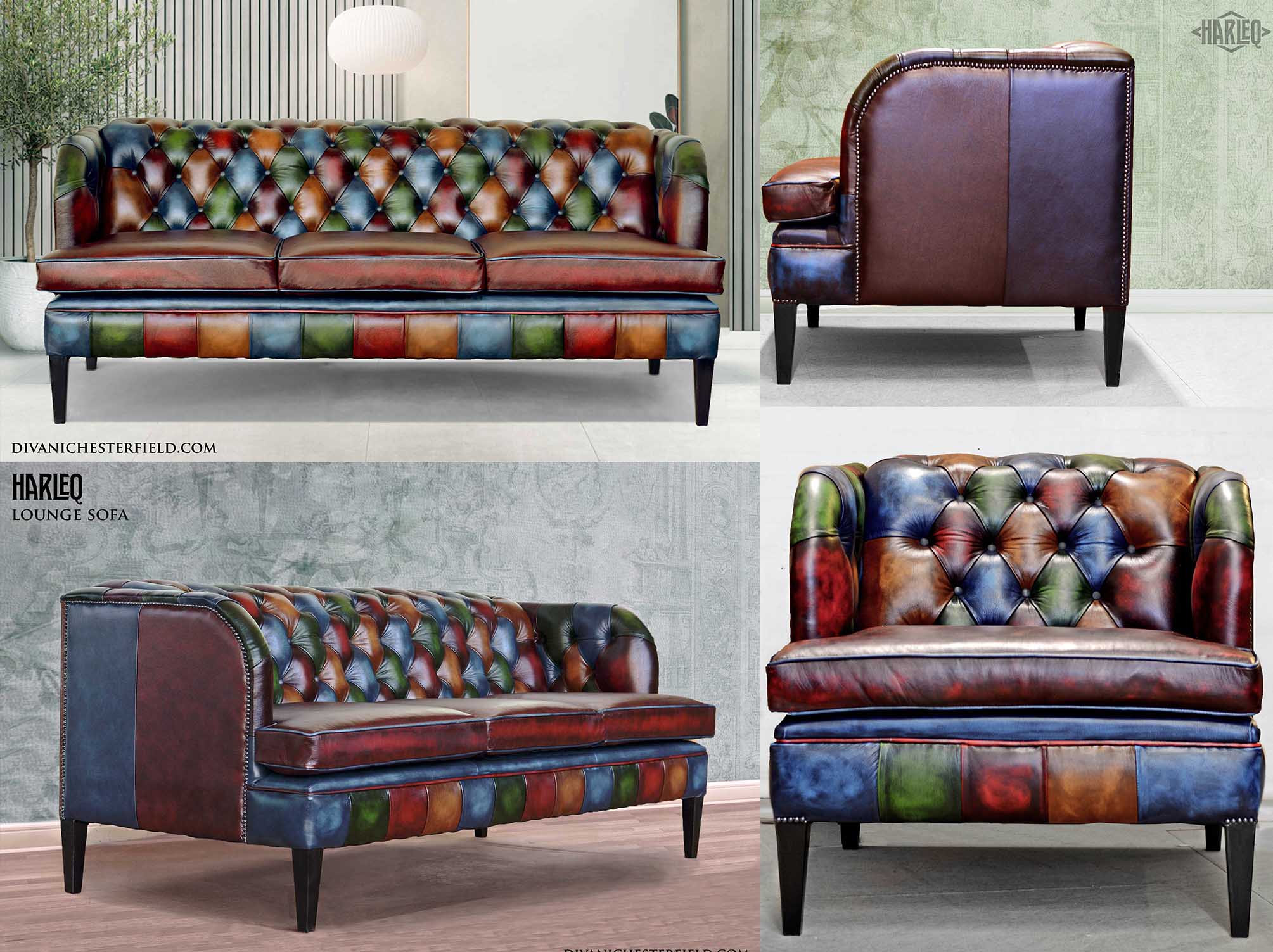 chesterfield longue sofa chair modern luxury leathers unique patchwork