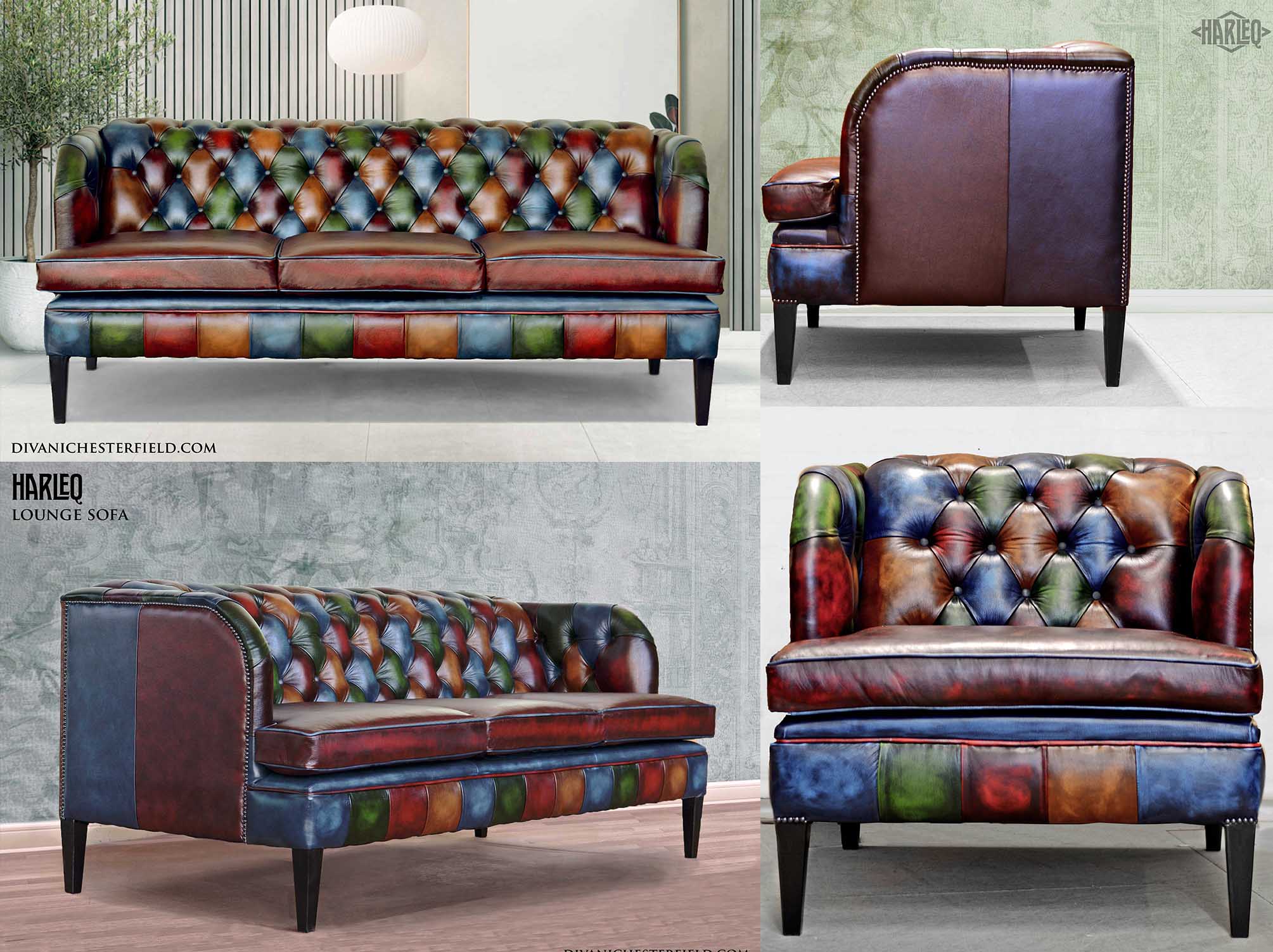 chesterfield longue sofa chair modern luxury leathers unique patchwork
