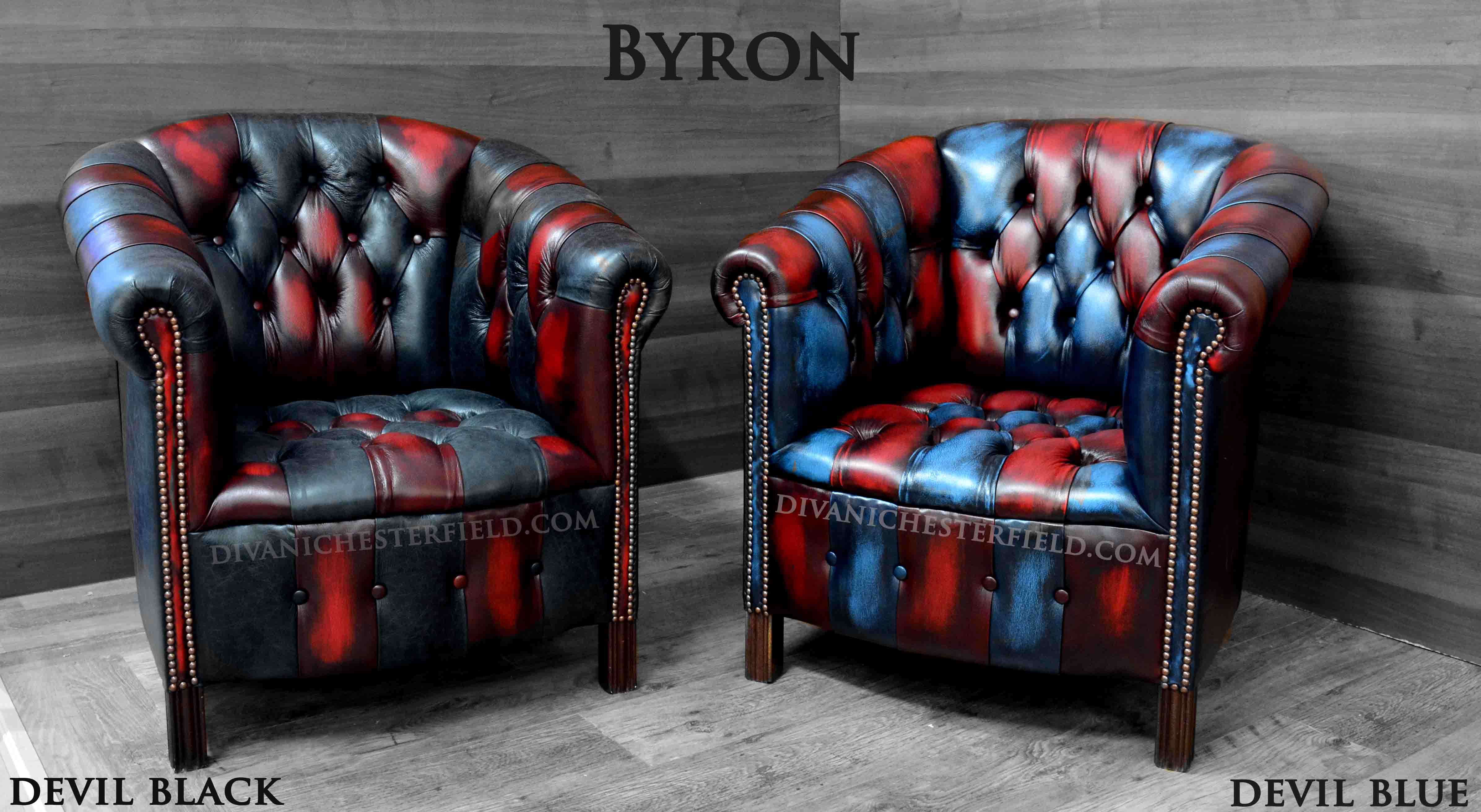 multicoloured patchwork blue red leather chair