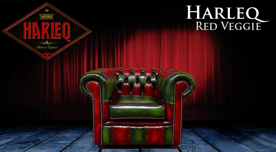 Chesterfield chair harleq patchwork red green